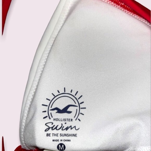 Hollister Bikini Top White Red Swimsuit Womens Size Medium - Picture 5 of 6